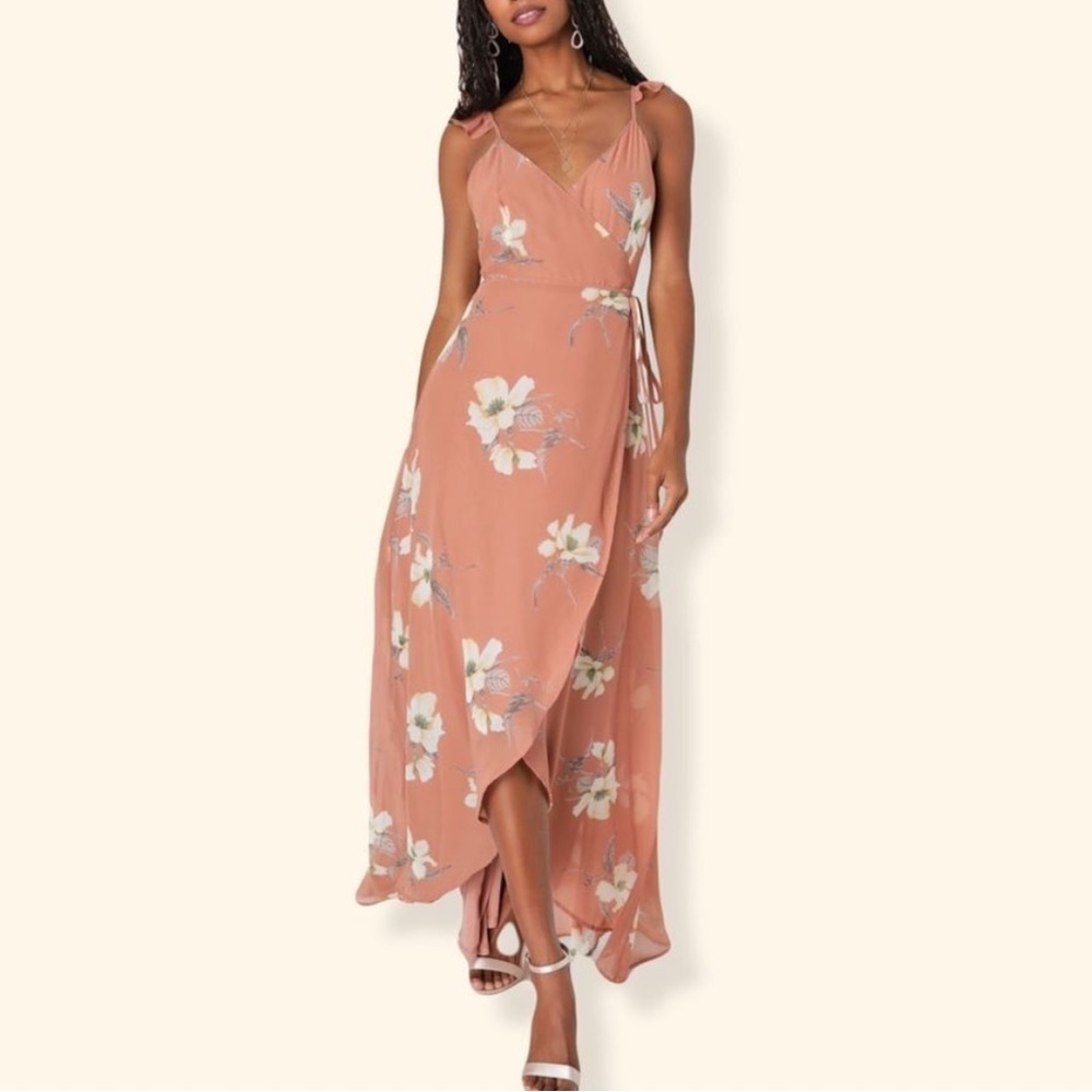 All Mine Rusty Rose Floral Print High Low Wrap Size L